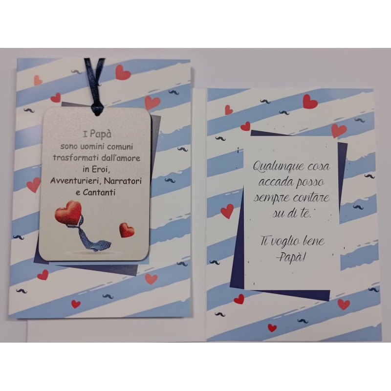 Biglietto auguri per il PAPA' con ciondolo in legno