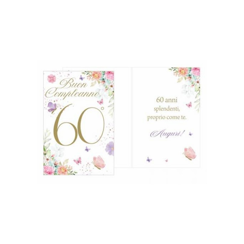 Biglietto d'auguri augurale compleanno 60 anni LEI - completo di busta