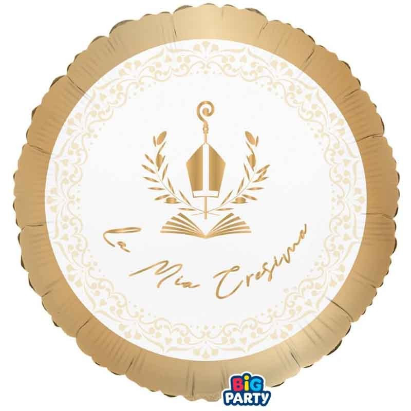 Pallone La mia CRESIMA oro e bianco - palloncino 45cm - gonfiabile ad elio