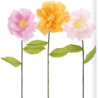 Set 3 Fiori decorativi in carta con stelo - 18x75cm - Rosa Albicocca e Cipria