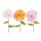 Set 3 Fiori decorativi in carta con stelo - 25x80cm - Rosa Albicocca e Cipria