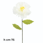 1 Fiore decorativi in carta con stelo - 18 x 75 cm - Bianco/Avorio