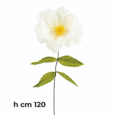 1 Fiore decorativi in carta con stelo - 35x120cm - Bianco/Avorio