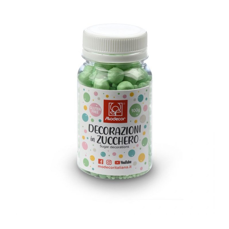 Perline VERDE MELA in ZUCCHERO soffici 100g - perle sferiche ideale per decori torte