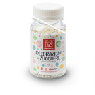 Perline BIANCO ARGENTO in ZUCCHERO 100g  perle sferiche ideale per decori torte