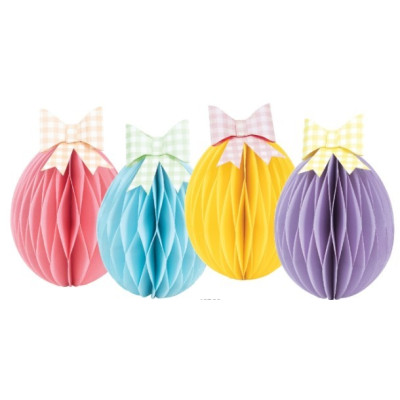 1 UOVO gigante Celeste con fiocco vichy in carta - altezza  40 cm - addobbo casa