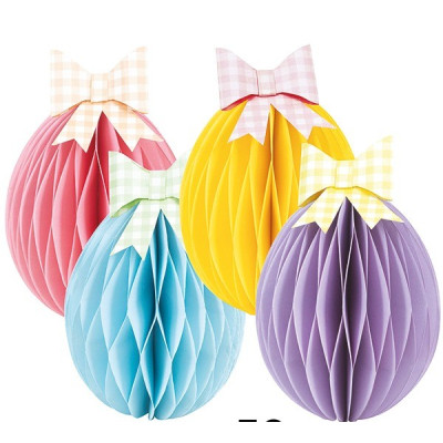 1 UOVO gigante Celeste con fiocco vichy in carta - altezza  40 cm - addobbo casa