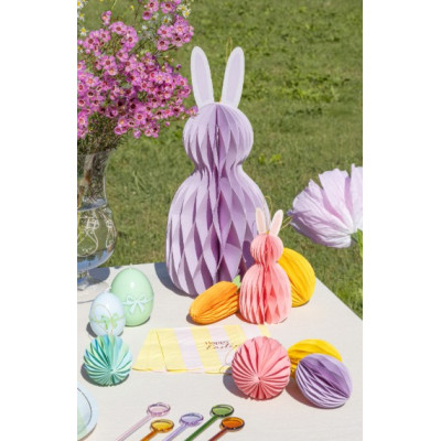 1 CONIGLIO gigante GIALLO in carta nido d'ape - altezza  40 cm - addobbo casa