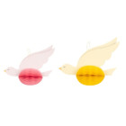 Set 2 RONDINI GIALLO e ROSA, in carta nido d'ape - altezza  20 - 25 cm - addobbo casa