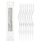 8 Candele CURLY - RICCIA ARGENTO Mezzo Stelo candeline in cera per torte H12,3 cm