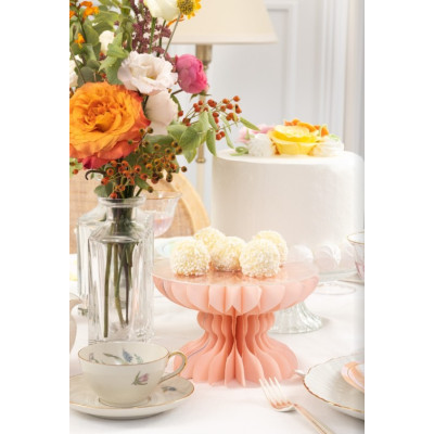 Alzatina colonna in carta Bianco - 16x25cm - con piano d'appoggio trasparente