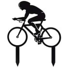 Cake Topper CICLISTA in metallo - decorazione torte dolci 12X11 cm