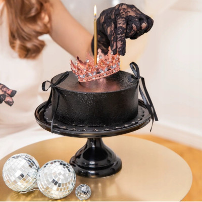 Cake Topper CORONA rosa gold - decorazione torte dolci diametro 10 cm