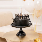 Cake Topper CORONA nero - decorazione torte dolci diametro 15 cm