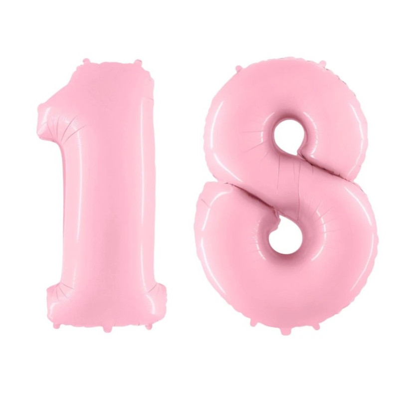 Pallone compleanno numero 18 anni Rosa 101cm palloncini gonfiabile aria, ELIO