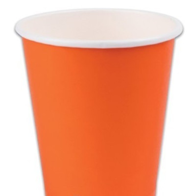 25 Bicchieri ARANCIONE - in carta BIODEGRADABILE Ecolor- 250cc - addobbo decoro tavola