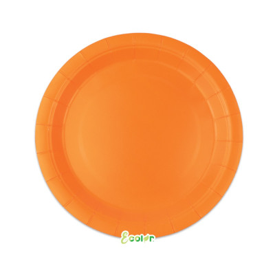25 Piatto Ø 24 cm ARANCIONE - in carta BIODEGRADABILE Ecolor addobbo decoro tavola