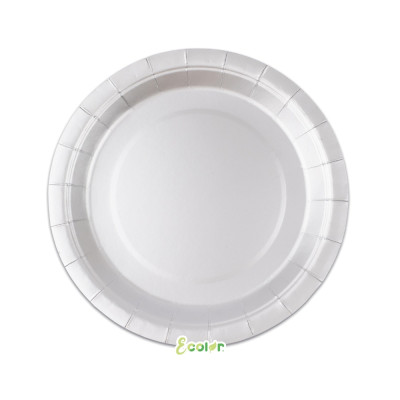 25 Piatto Ø 24 cm ARGENTO MATT - in carta BIODEGRADABILE Ecolor addobbo decoro tavola