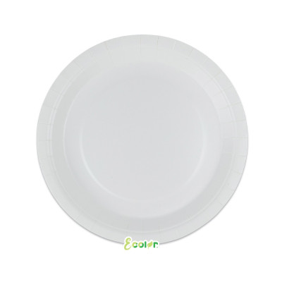 25 Piatto Ø 24 cm BIANCO - in carta BIODEGRADABILE Ecolor addobbo decoro tavola