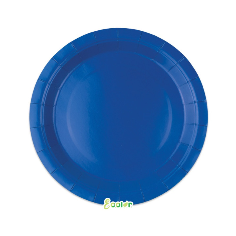 25 Piatto Ø 24 cm BLU - in carta BIODEGRADABILE Ecolor addobbo decoro tavola