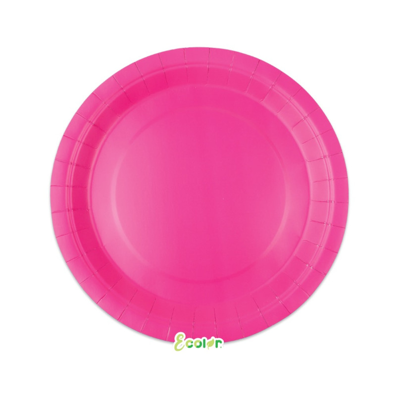 25 Piatto Ø 24 cm FUXIA - in carta BIODEGRADABILE Ecolor addobbo decoro tavola