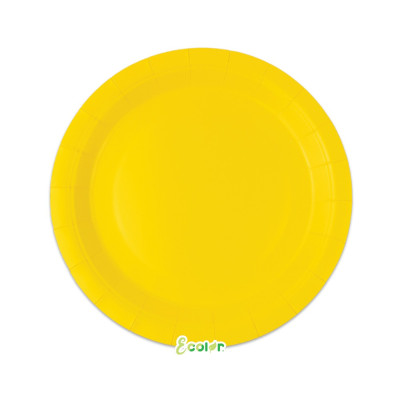 25 Piatto Ø 24 cm GIALLO - in carta BIODEGRADABILE Ecolor addobbo decoro tavola