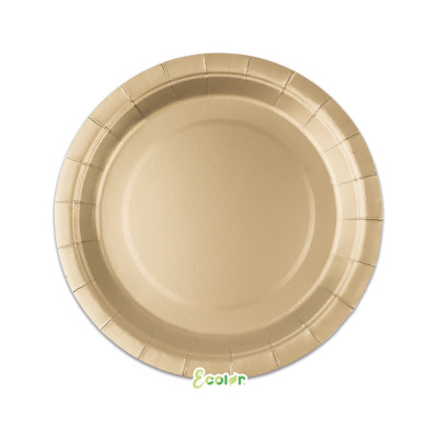 25 Piatto Ø 24 cm ORO MATT - in carta BIODEGRADABILE Ecolor addobbo decoro tavola