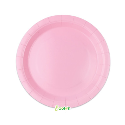 25 Piatto Ø 24 cm ROSA - in carta BIODEGRADABILE Ecolor addobbo decoro tavola