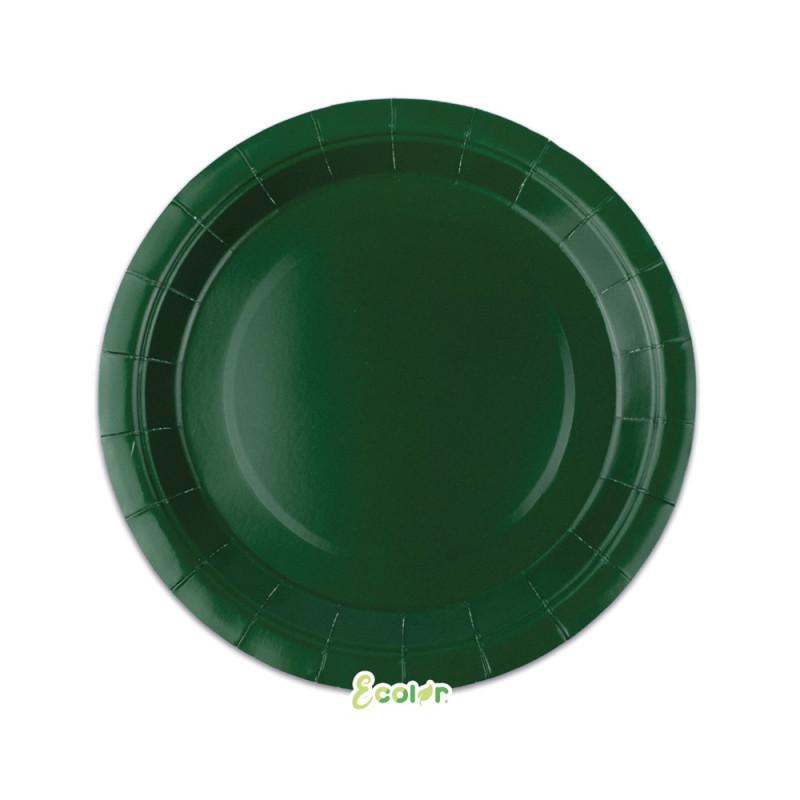 25 Piatto Ø 24 cm VERDE FORESTA - in carta BIODEGRADABILE Ecolor addobbo decoro tavola