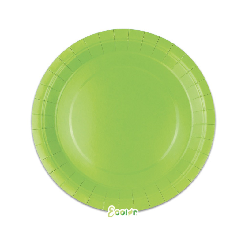 25 Piatto Ø 24 cm VERDE MELA - in carta BIODEGRADABILE Ecolor addobbo decoro tavola