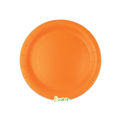 25 Piatto Ø 18 cm ARANCIONE - in carta BIODEGRADABILE Ecolor addobbo decoro tavola