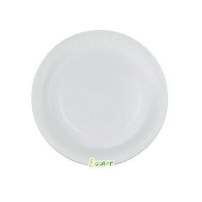 25 Piatto Ø 18 cm BIANCO - in carta BIODEGRADABILE Ecolor addobbo decoro tavola