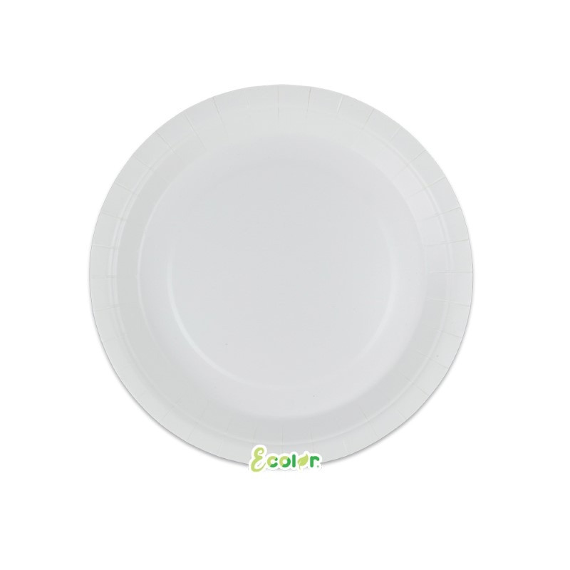 25 Piatto Ø 18 cm BIANCO - in carta BIODEGRADABILE Ecolor addobbo decoro tavola