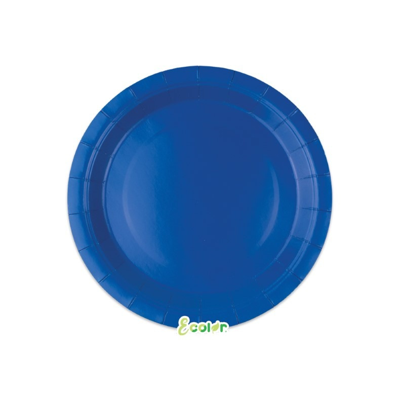 25 Piatto Ø 18 cm BLU - in carta BIODEGRADABILE Ecolor addobbo decoro tavola