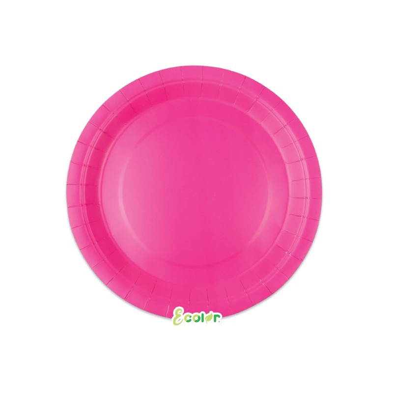 25 Piatto Ø 18 cm FUXIA - in carta BIODEGRADABILE Ecolor addobbo decoro tavola
