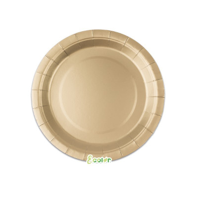 25 Piatto Ø 18 cm ORO MATT - in carta BIODEGRADABILE Ecolor addobbo decoro tavola