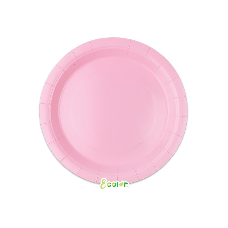 25 Piatto Ø 18 cm ROSA - in carta BIODEGRADABILE Ecolor addobbo decoro tavola