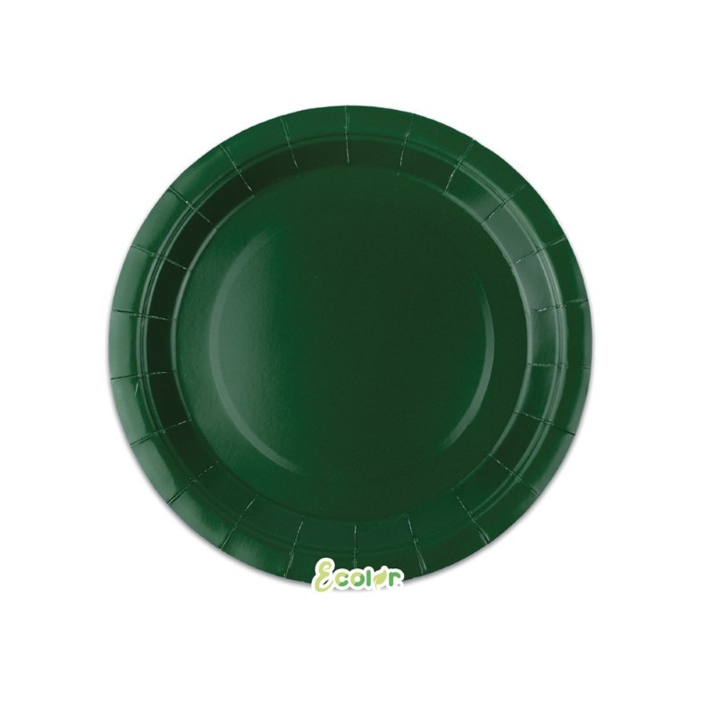 25 Piatto Ø 18 cm VERDE FORESTA - in carta BIODEGRADABILE Ecolor addobbo decoro tavola