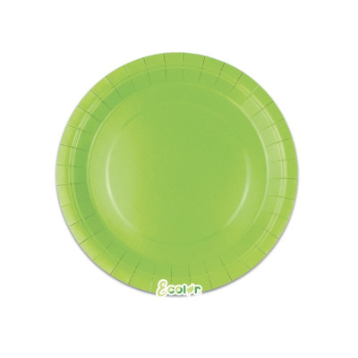 25 Piatto Ø 18 cm VERDE MELA - in carta BIODEGRADABILE Ecolor addobbo decoro tavola