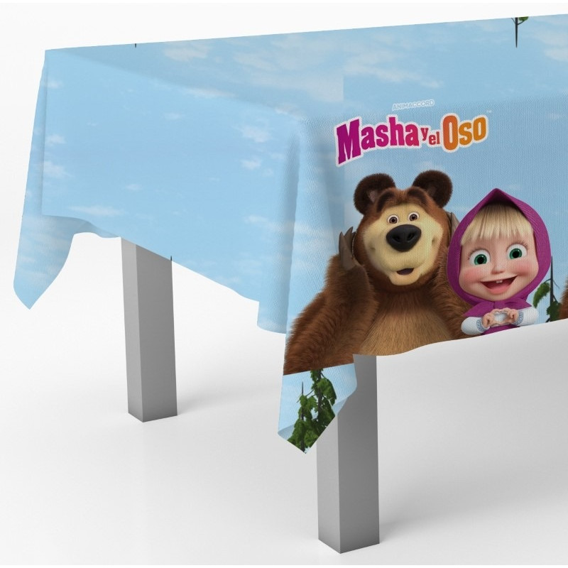 Tovaglia MASHA e ORSO in PVC 120x180cm - addobbo decoro tavolo torta - festa per bambini