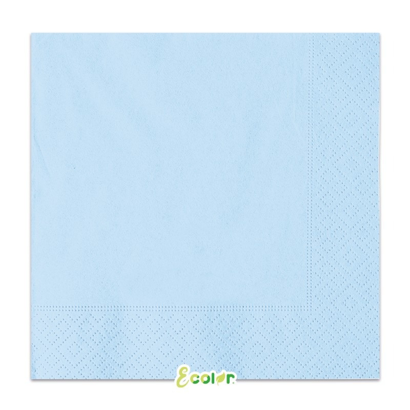 40 Tovaglioli di Carta CELESTE - 33x33cm - Ecolor pura ovatta di cellulosa