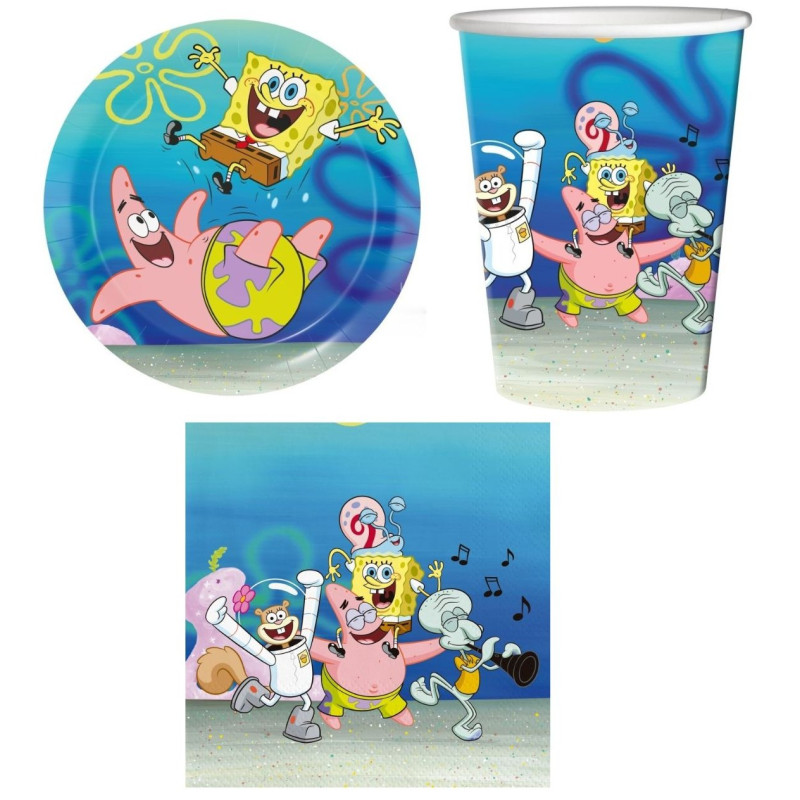 Coordinato SPONGEBOB - feste party piatti bicchieri tovaglioli
