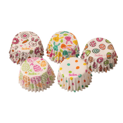 100 mini pirottini in carta forno - diseni pasquali - ø2,7 x h1,7cm