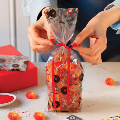 10 x BUSTINE in plastica LET'S ROCK - per alimenti con fondo rigido - 8x5xh28cm