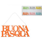 1 Dietro porta scritta "BUONA PASQUA" in LEGNO 33X13 cm GIALLA