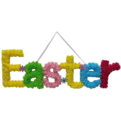 Dietro porta scritta "Easter" in plastica Pasqua 58 cm