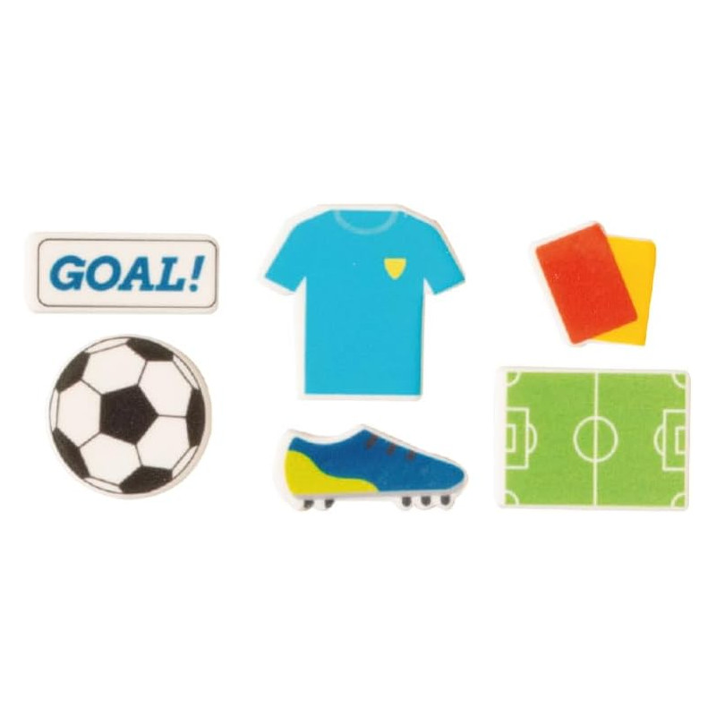 Confezione 12 pz 2D soggetti calcio in Zucchero Football assortiti