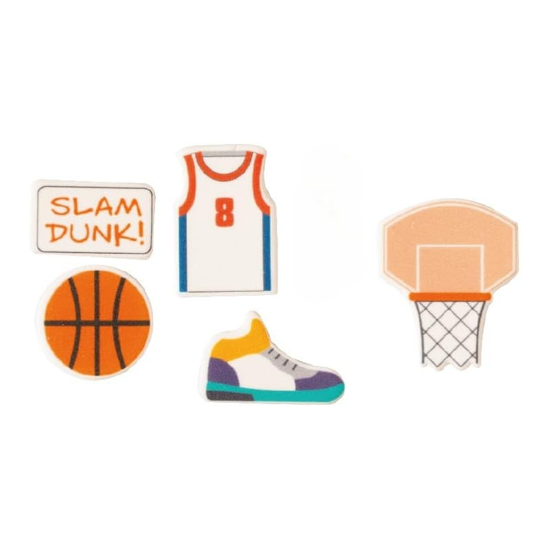 Confezione 10 pz 2D soggetti basket in Zucchero assortiti