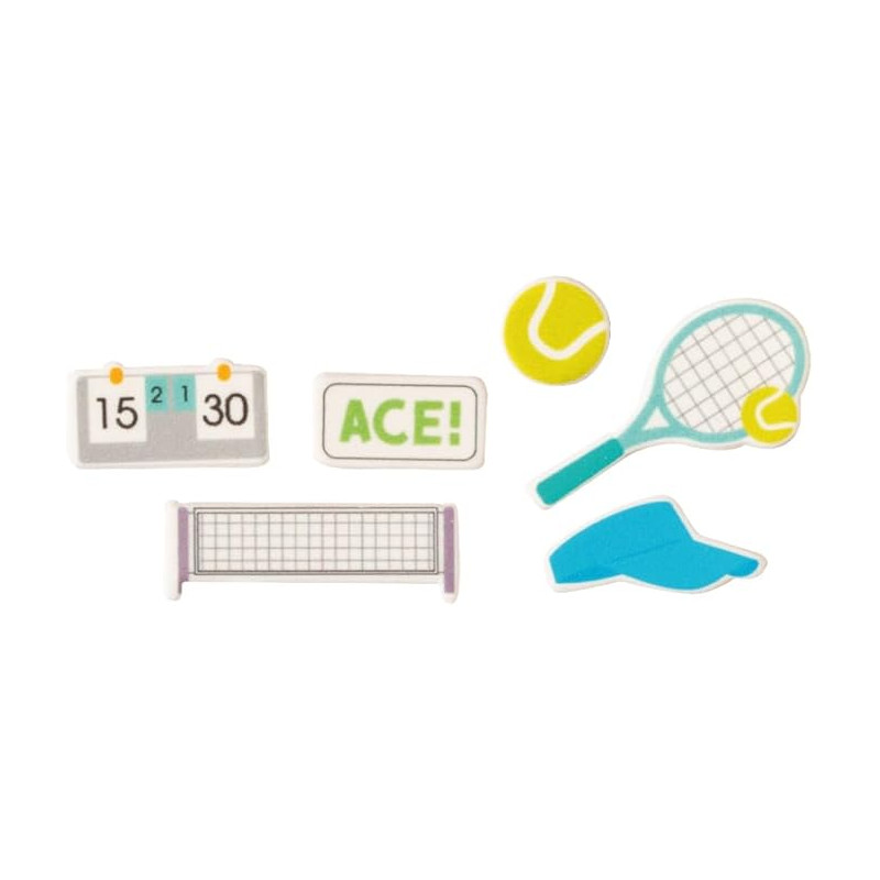 Confezione 12 pz 2D soggetti TENNIS in Zucchero assortiti