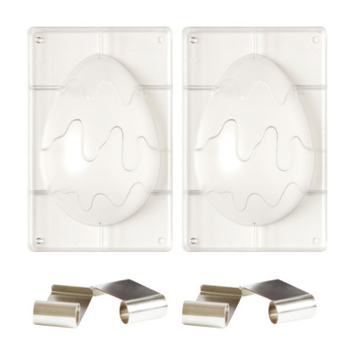 Kit Stampo per Uovo DECORATO con colature di Cioccolato in policarbonato - 250gr